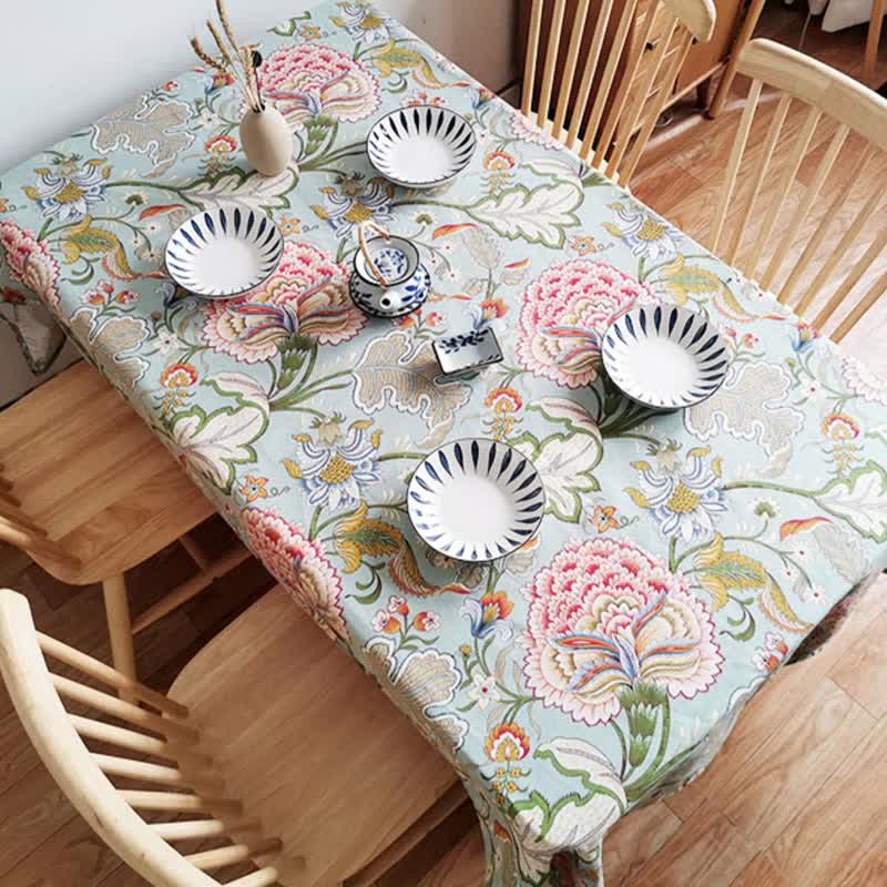 Vintage Boho Floral Pattern Tablecloth