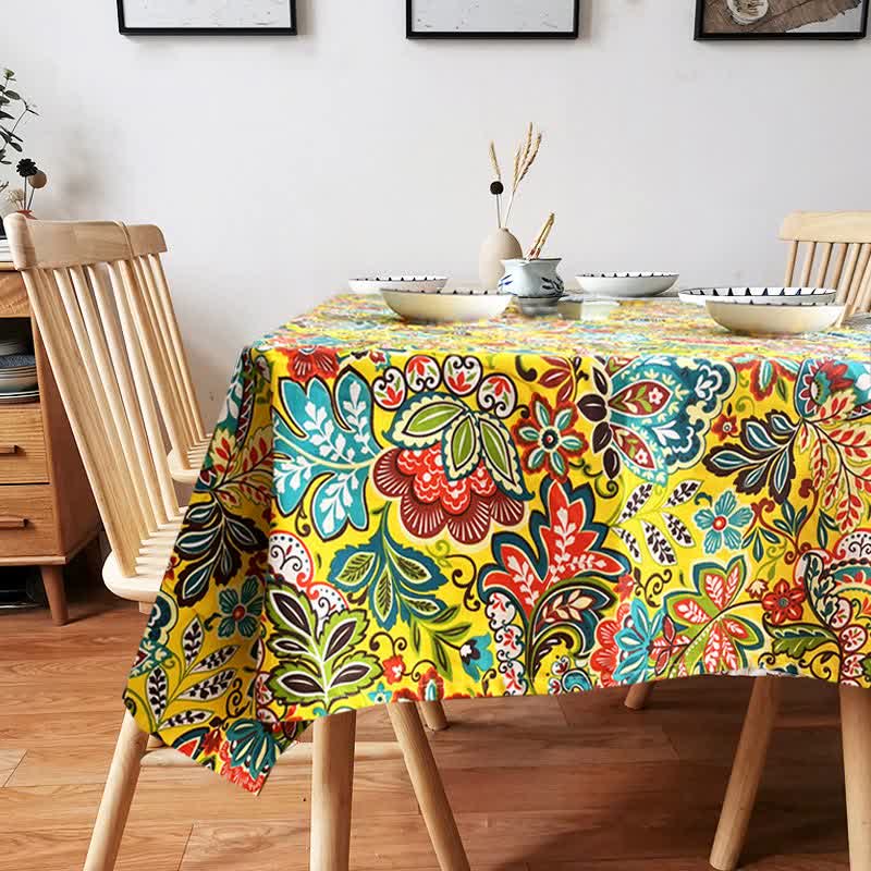Vintage Boho Floral Pattern Tablecloth