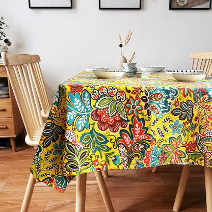 Boho Floral Tablecloth | Vibrant Design | Multiple Sizes