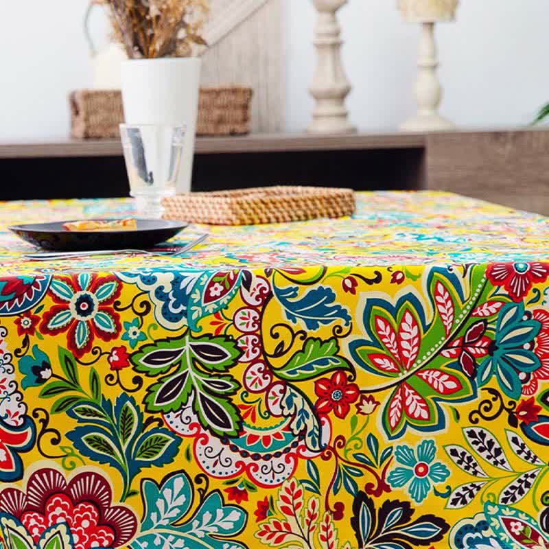 Vintage Boho Floral Pattern Tablecloth