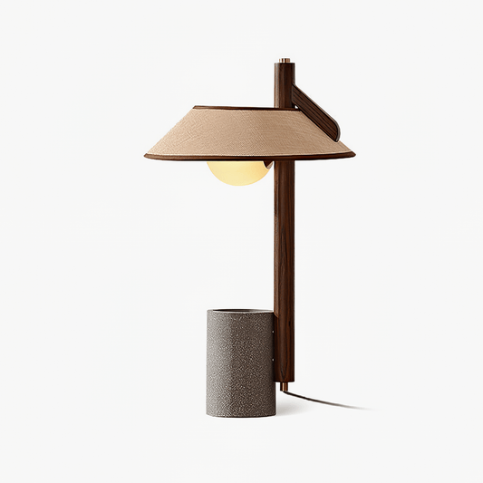 Pinnacle Table Lamp | Natural Wood & Cement | Walnut & Grey