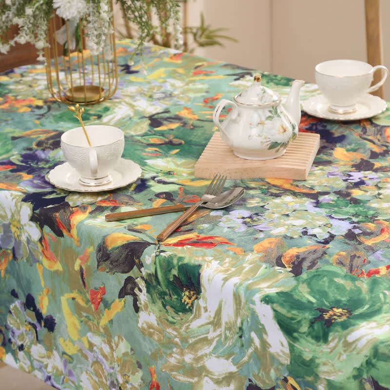 Vintage Floral Tablecloth | Durable Polyester | Multiple Sizes