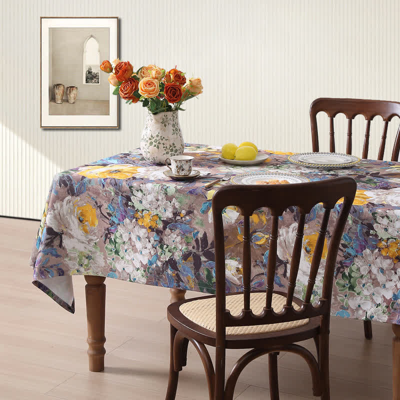 Vintage Floral Tablecloth | Durable Polyester | Multiple Sizes
