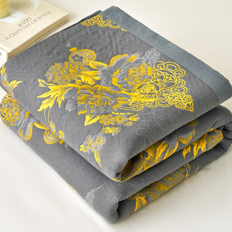 Cotton Gauze Blanket | Floral Design | 59" x 79"