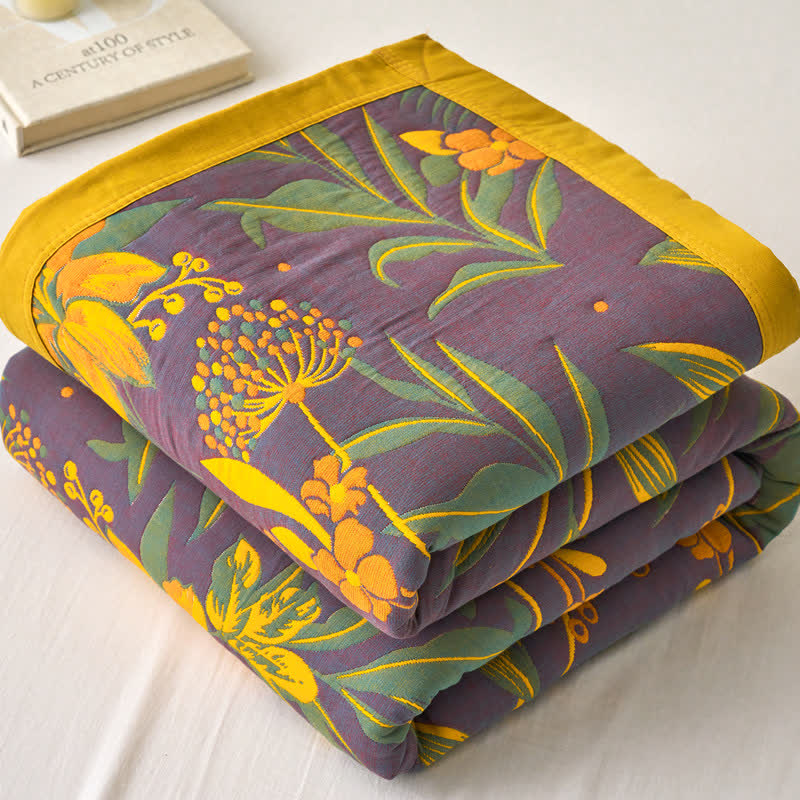 Cotton Gauze Floral Blanket | Soft & Lightweight | 59"x79"