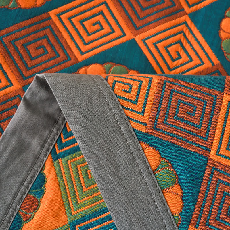 Cotton Gauze Reversible Vintage Blanket | Lightweight Retro Design | 59"x79"
