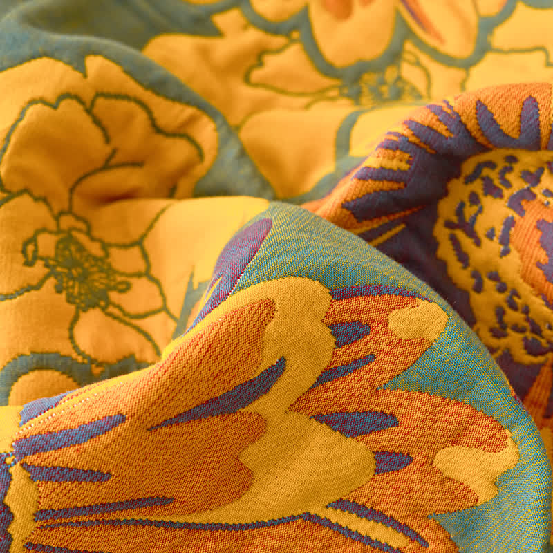 Reversible Cotton Gauze Blanket | Lightweight & Breathable | Floral Pattern