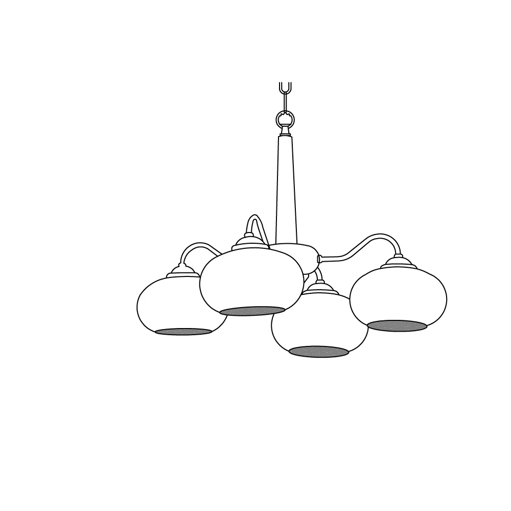 Persimmon Chandelier | Wood & Metal | Gold & Walnut Retro Style