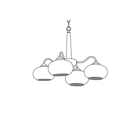 Persimmon Chandelier | Wood & Metal | Gold & Walnut Retro Style