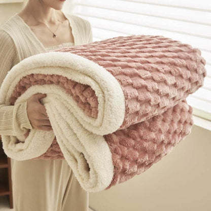 Thick Coral Fleece Throw Blanket | Soft Polyester | Full Size 59"W x 79"L