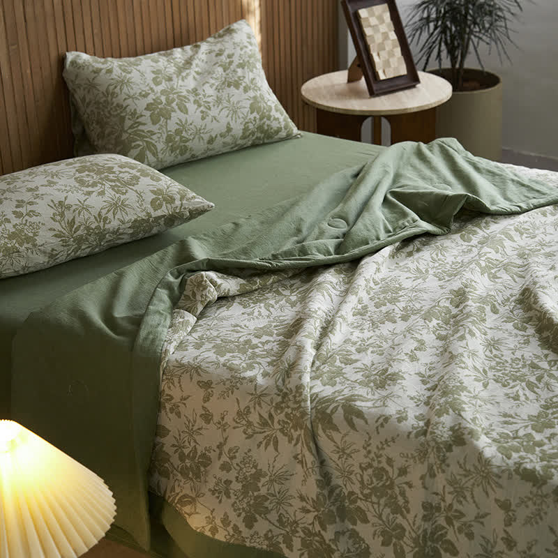 Floral Butterfly Bedding Set | Cotton Gauze | 4 Pieces