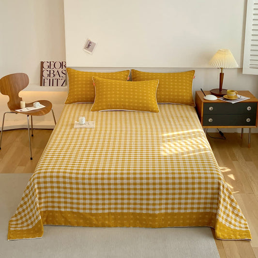 Cotton Gauze Plaid Coverlet | 100% Organic Cotton | Twin Size