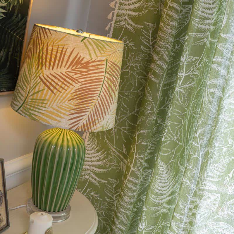 Rustic Green Leaf Semi-Blackout Curtain