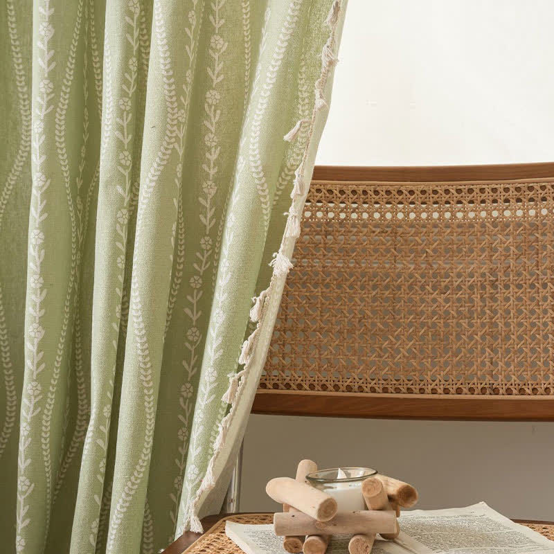 Rustic Floral Leaf Sheer Curtain | Soft Cotton | Multiple Sizes Available