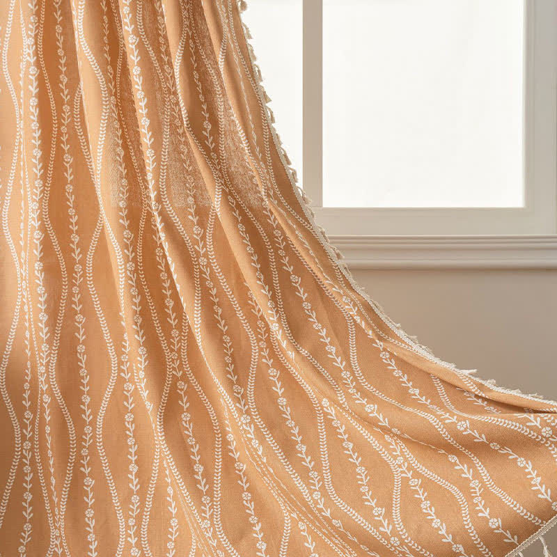 Rustic Floral Leaf Sheer Curtain | Soft Cotton | Multiple Sizes Available