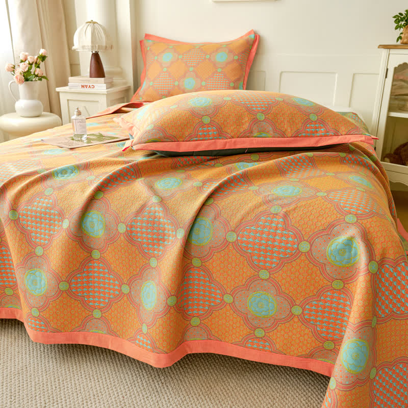 Reversible Cotton Gauze Quilt | Vintage Jacquard Design | Available in Full, Queen, King Sizes
