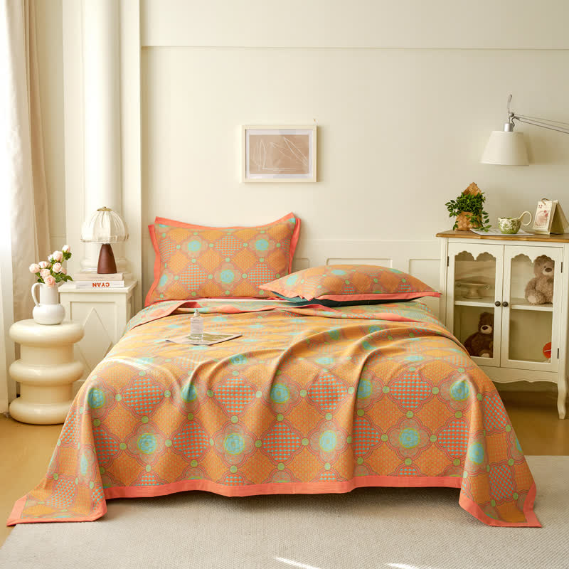 Reversible Cotton Gauze Quilt | Vintage Jacquard Design | Available in Full, Queen, King Sizes