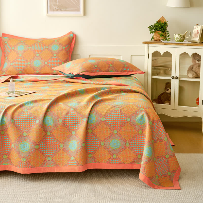 Reversible Cotton Gauze Quilt | Vintage Jacquard Design | Available in Full, Queen, King Sizes