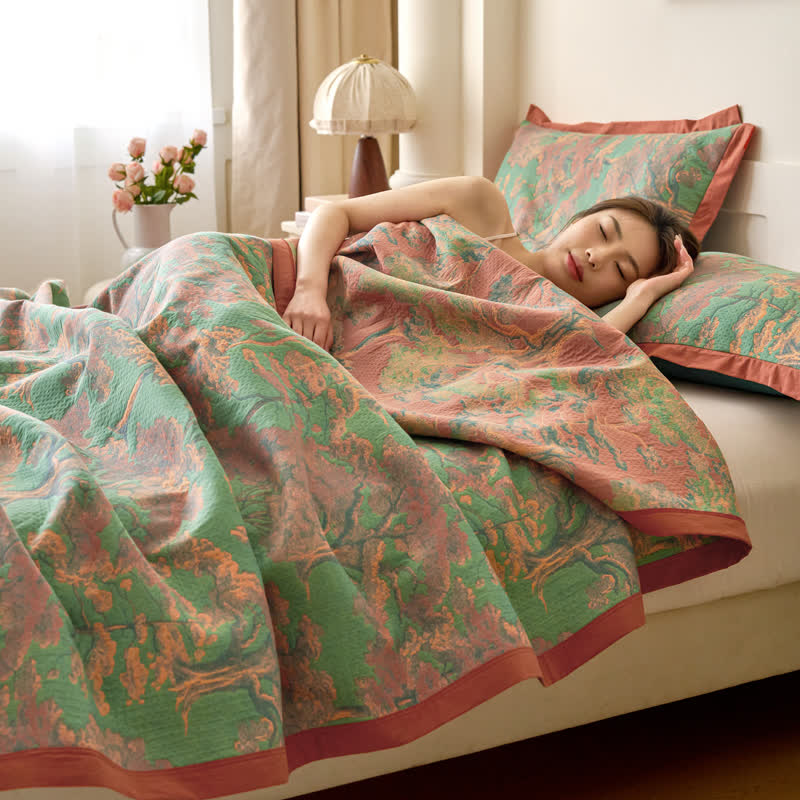 Cotton Gauze Quilt | Forest-Themed Patterns | Full, Queen, King Sizes