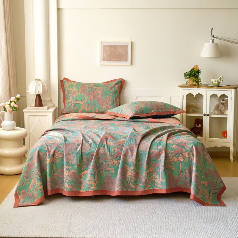 Cotton Gauze Quilt | Forest-Themed Patterns | Full, Queen, King Sizes