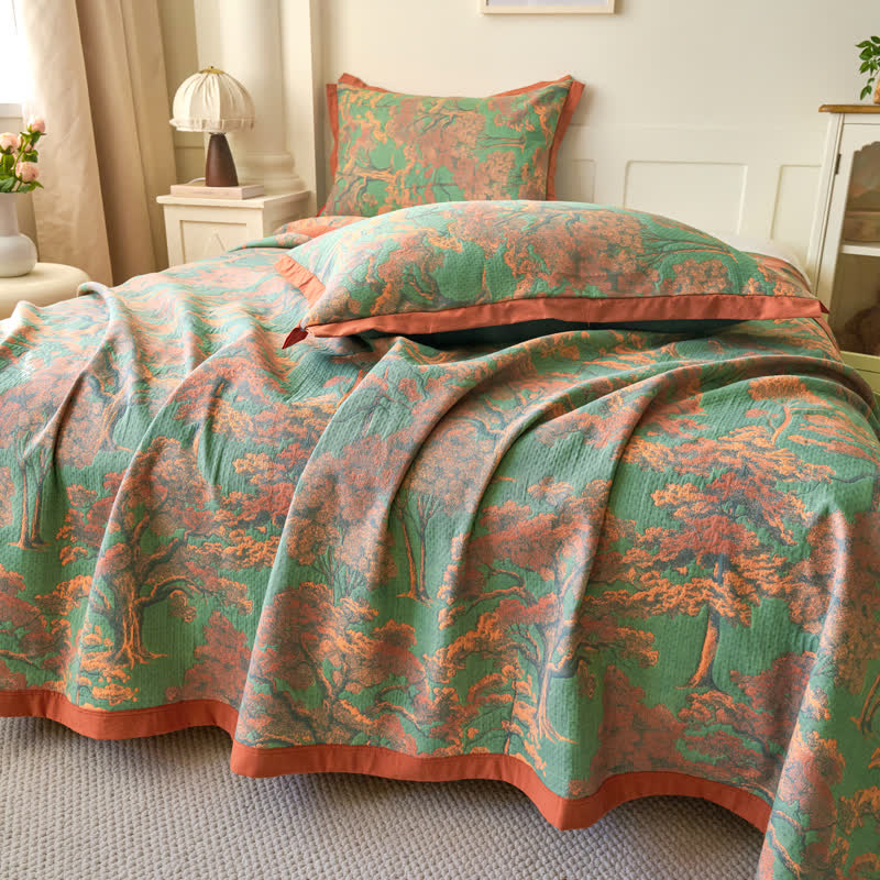 Cotton Gauze Quilt | Forest-Themed Patterns | Full, Queen, King Sizes