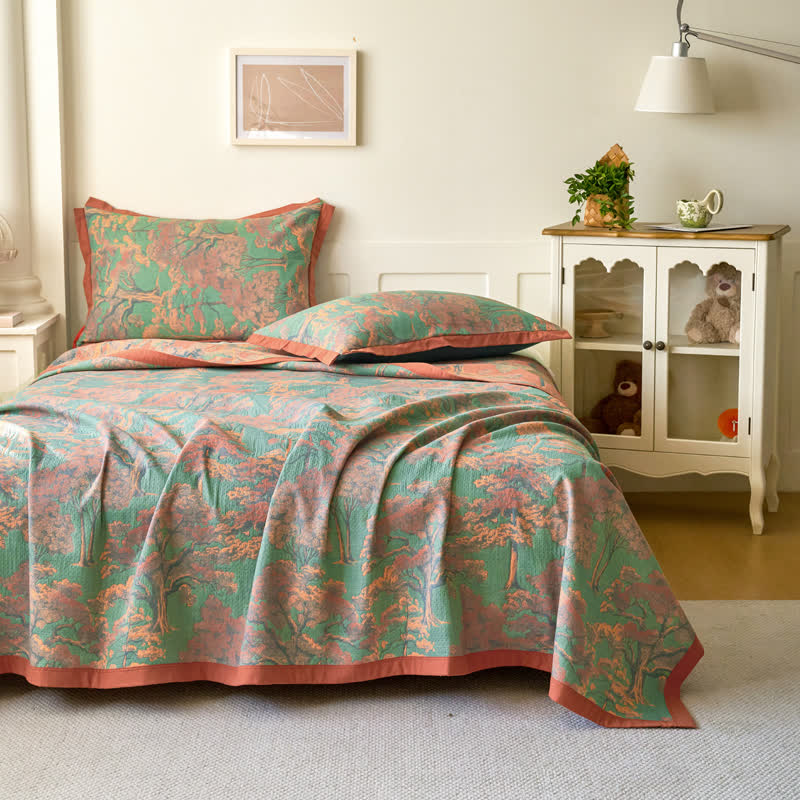 Cotton Gauze Quilt | Forest-Themed Patterns | Full, Queen, King Sizes