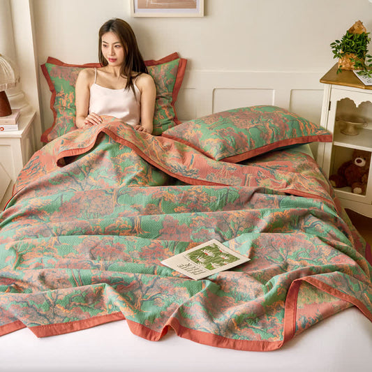 Cotton Gauze Quilt | Forest-Themed Patterns | Full, Queen, King Sizes