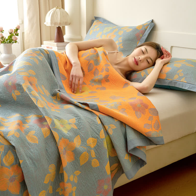 Yarn-Dyed Floral Cotton Quilt | Eco-Friendly 100% Cotton | Available in Full, Queen, King Sizes