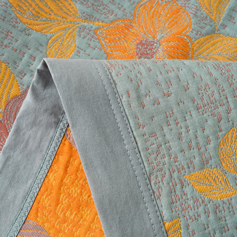 Floral Cotton Gauze Blanket | Yarn-Dyed | 59" x 79"