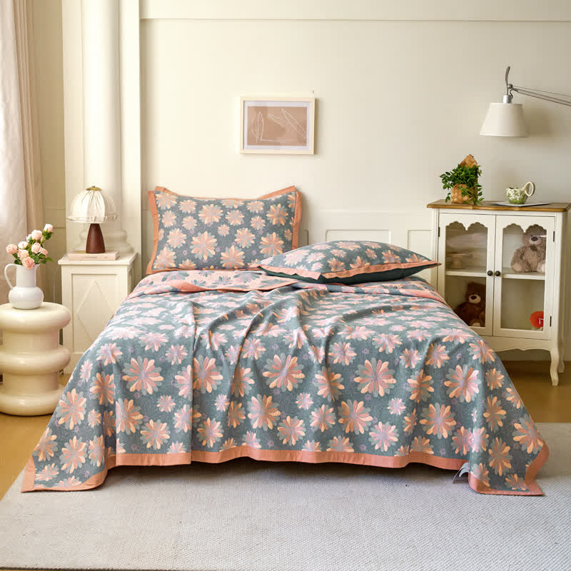 Floral Cotton Quilt | Reversible Jacquard Woven | Full, Queen, King Sizes