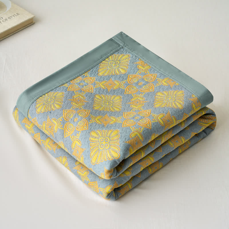 Retro Jacquard Blanket | Lightweight Cotton Gauze | 59" x 79"