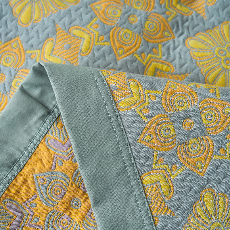 Retro Jacquard Blanket | Lightweight Cotton Gauze | 59" x 79"