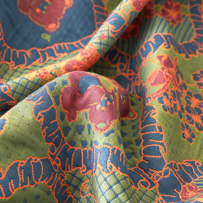 Bear Blanket | Double Layer Gauze Jacquard Cotton | 59" x 79"