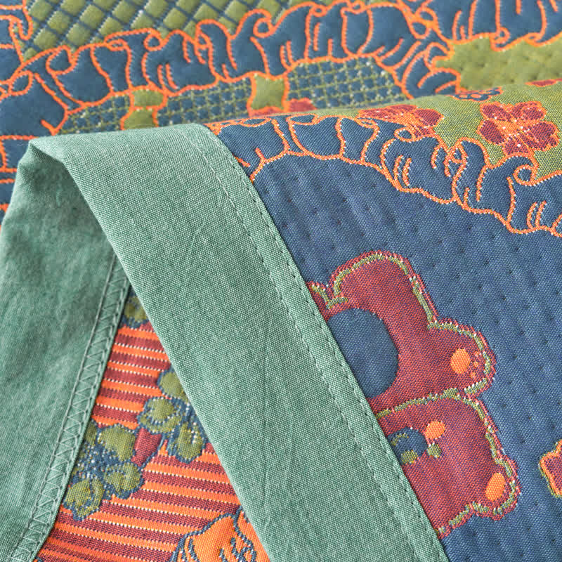 Bear Blanket | Double Layer Gauze Jacquard Cotton | 59" x 79"