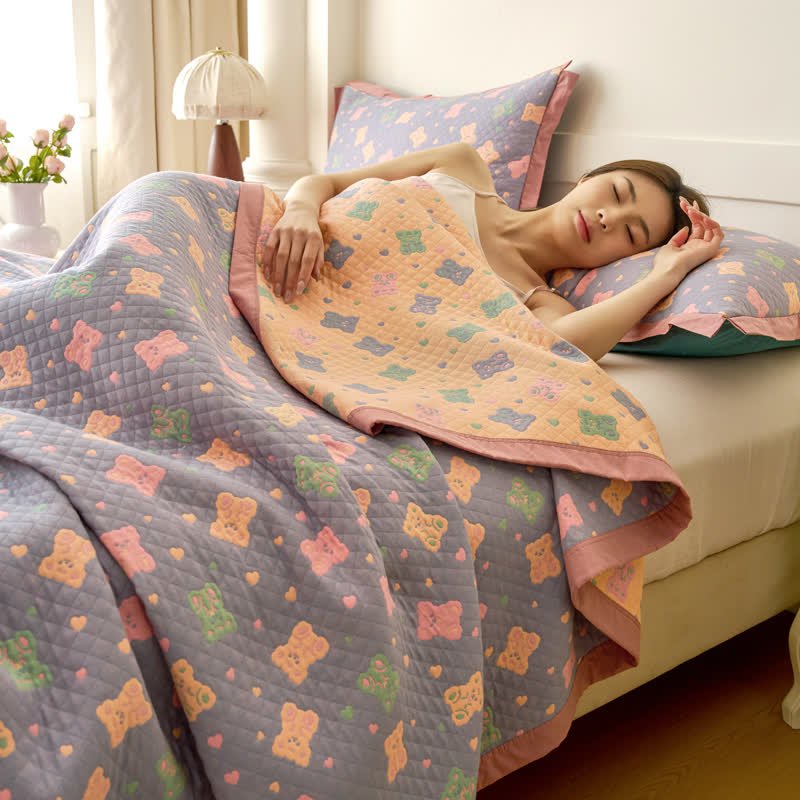Cotton Gauze Reversible Quilt | Eco-Friendly Softness | Available in Full, Queen, King Sizes