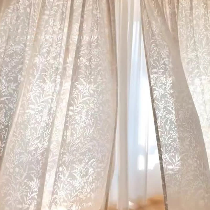 Sheer Gauze Curtain | Hollow Out Branches and Leaves Design | Multiple Sizes