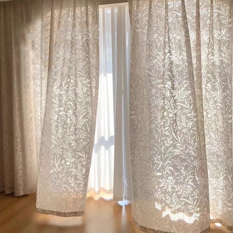 Sheer Gauze Curtain | Hollow Out Branches and Leaves Design | Multiple Sizes