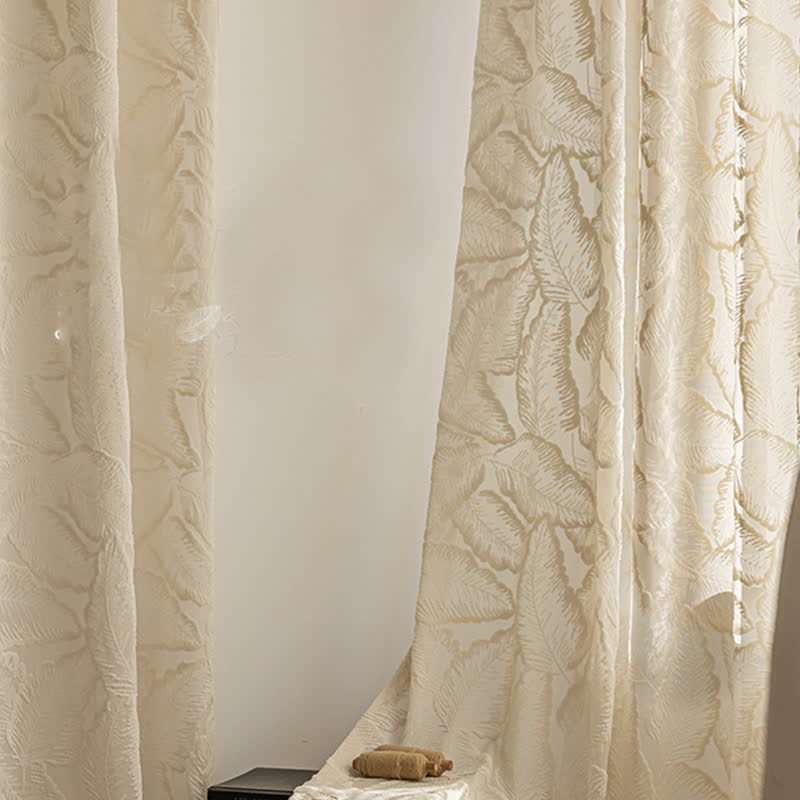 French Vintage Floral Leaf Sheer Gauze Curtain