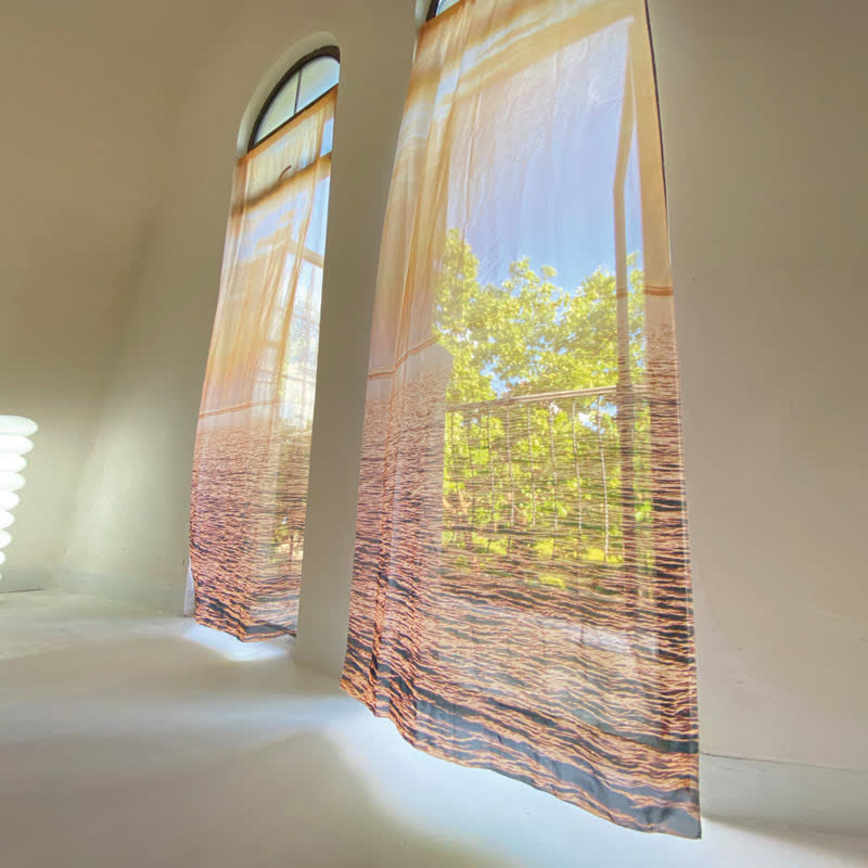 Sheer Chiffon Curtain | Vibrant Orange | 59"W x 67"L