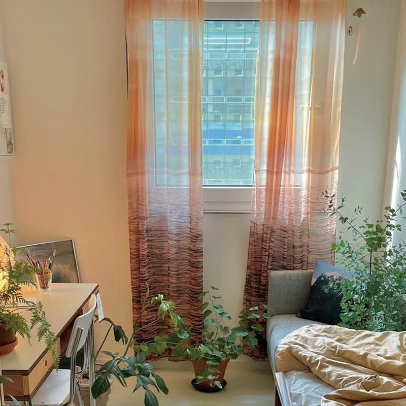 Sheer Chiffon Curtain | Vibrant Orange | 59"W x 67"L