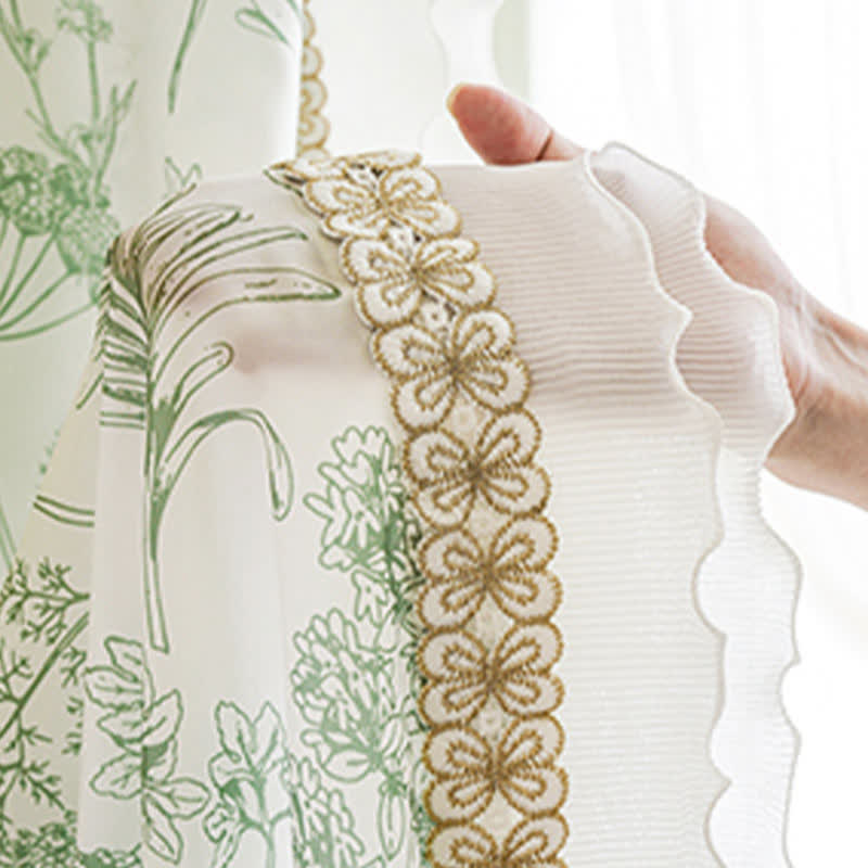 Pinecone Ruffle Curtain | Lightweight Gauze Polyester | 59"x107"
