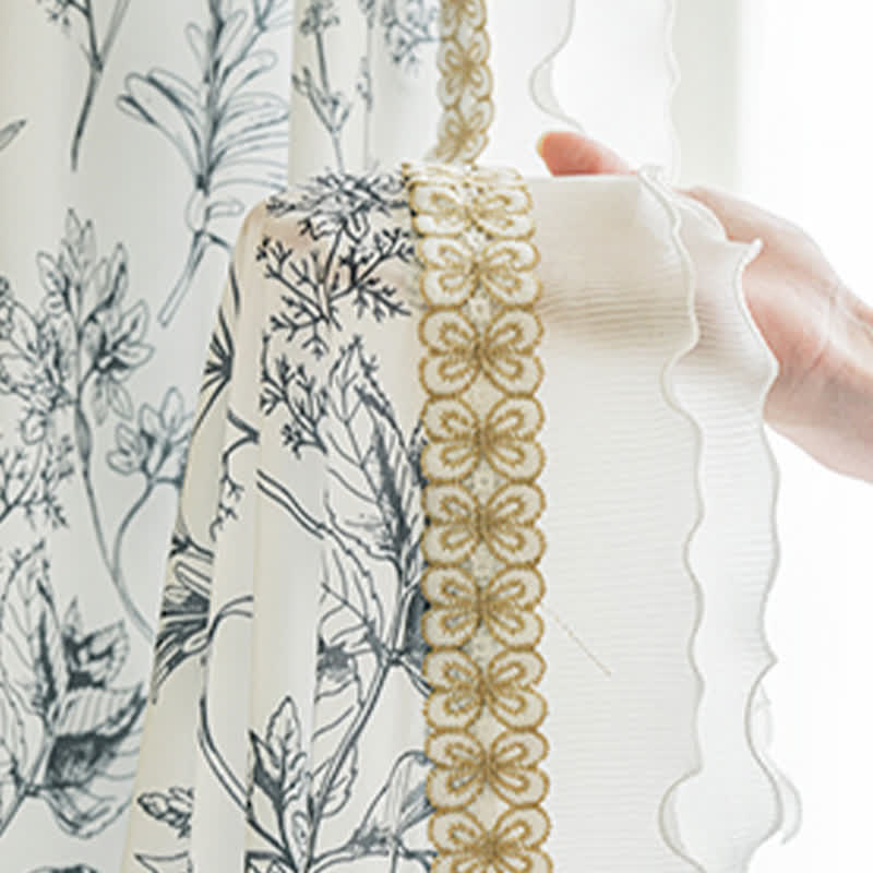 Pinecone Ruffle Curtain | Lightweight Gauze Polyester | 59"x107"