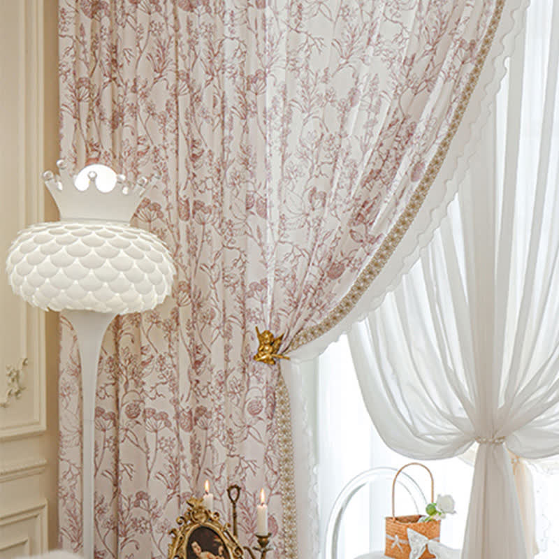 Pinecone Ruffle Curtain | Lightweight Gauze Polyester | 59"x107"