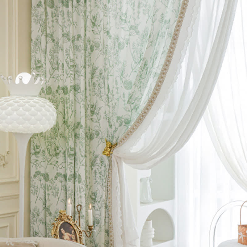 Pinecone Ruffle Curtain | Lightweight Gauze Polyester | 59"x107"