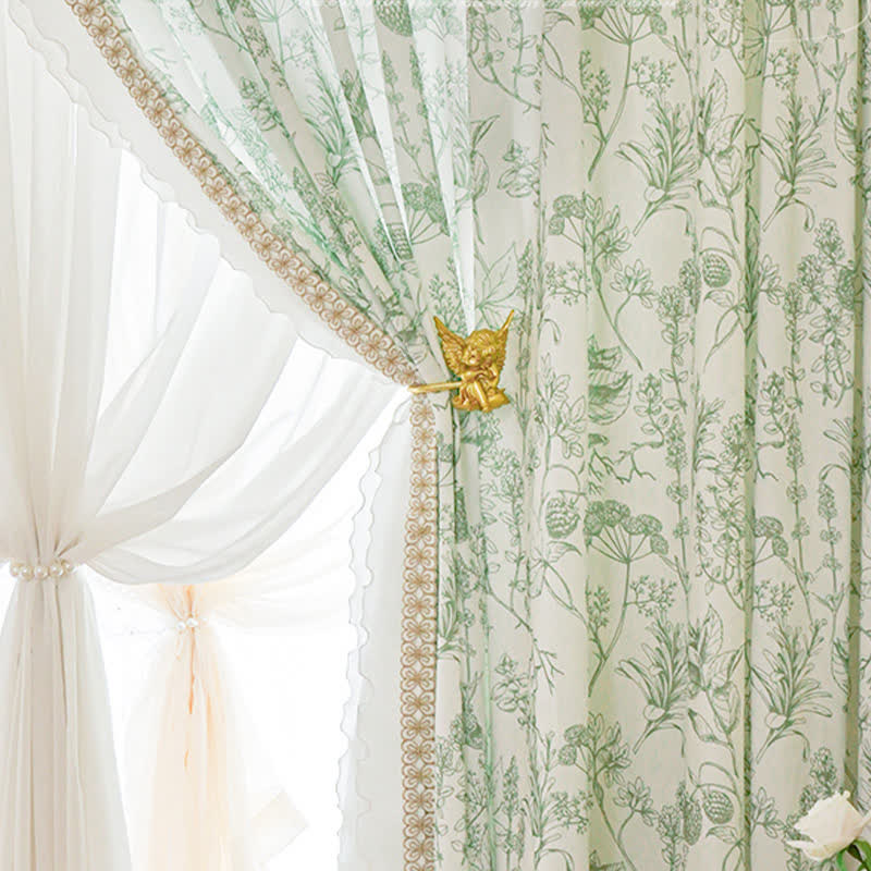 Pinecone Ruffle Curtain | Lightweight Gauze Polyester | 59"x107"