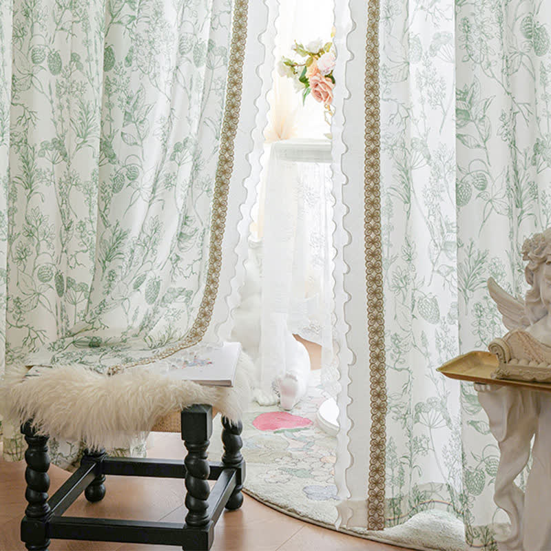 Pinecone Ruffle Curtain | Lightweight Gauze Polyester | 59"x107"
