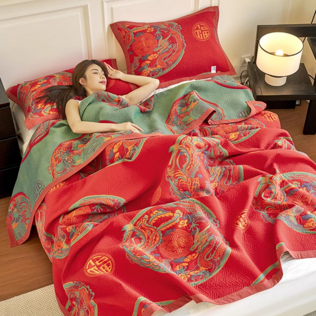 Vintage Reversible Cotton Gauze Blanket | Lightweight & Soft | Available in Multiple Sizes