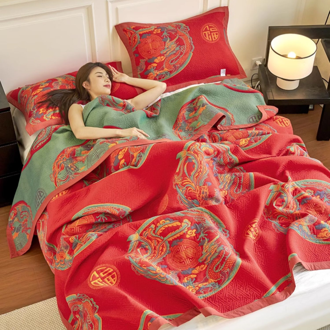 Vintage Reversible Cotton Gauze Blanket | Lightweight & Soft | Available in Multiple Sizes