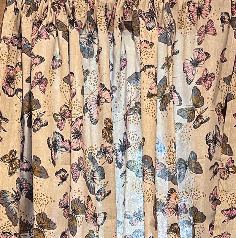 Butterfly Printed Curtain | Cotton Linen Blend | Multiple Sizes