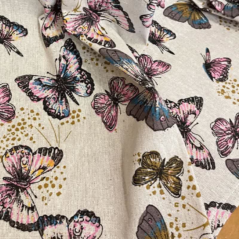 Butterfly Printed Curtain | Cotton Linen Blend | Multiple Sizes
